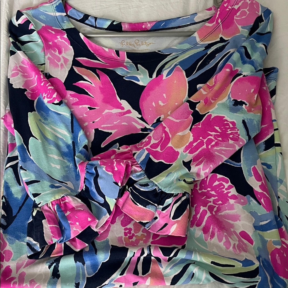 Lilly Pulitzer Women's Long Sleeve Floral Top - Pink, Blue, Green